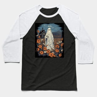 Halloween Flower Ghost Baseball T-Shirt